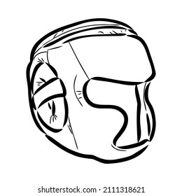 Boxer Helmet Sketch vector. Dibujo manual del arte de la línea azul del doodle Boxer Helmet. ilustración de símbolo aislado