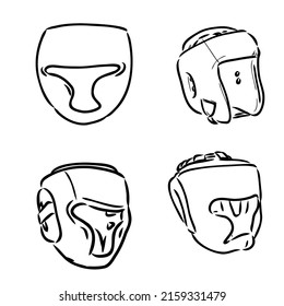 Boxer Helmet sketch icon vector. Hand drawn blue doodle line art Boxer Helmet sign. isolated symbol illustration
