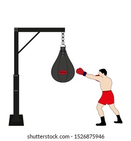 Boxer hits a punching bag