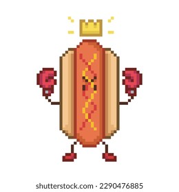 Boxer hot dog, pixel art meme