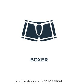 Boxer icon. Black filled vector illustration. Boxer symbol on white background. Can be used in web and mobile.