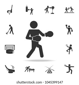 Boxer icon. Silhouette of an athlete icon. Detailed set of athletes and accessories icons. Premium quality graphic design. One of the collection icons for websites, web design on white background