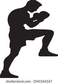 Boxer icon silhouette vector style with white background 