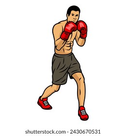 Boxer illustration isolated. Boxer with white background vector design