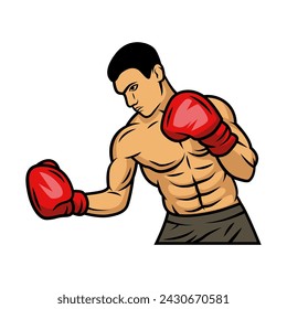 Boxer illustration isolated. Boxer with white background vector design