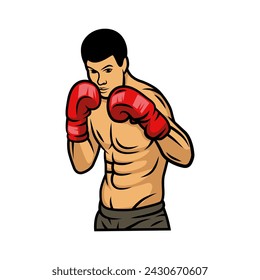 Boxer illustration isolated. Boxer with white background vector design