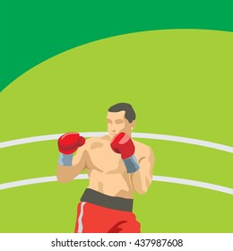 Boxer Illustration Vector, Boxing Players Fighting Icon  Summer Olympics games 