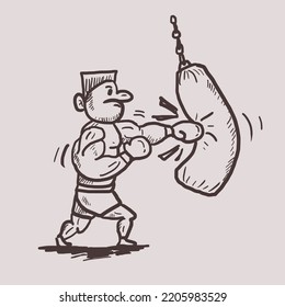 Boxer illustration vector with line art.