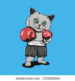 Boxer kitties fight illustration vector