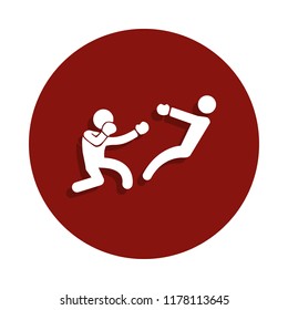 boxer knockdown icon in badge style. One of Fight collection icon can be used for UI, UX