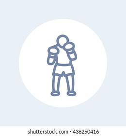 Boxer line icon, boxing pictogram isolated on white, vector illustration