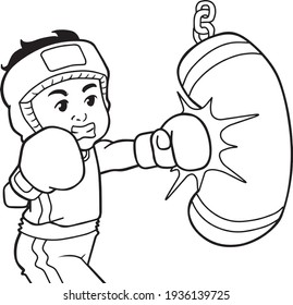 boxer line vector illustration isolated on white background,boxer top view
