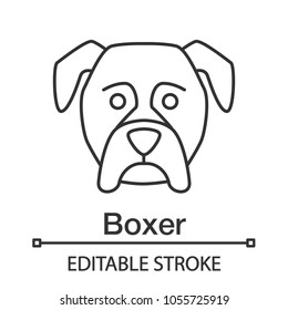 Boxer linear icon. Thin line illustration. Guardian dog breed. Contour symbol. Vector isolated outline drawing. Editable stroke