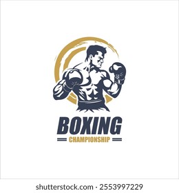 Boxer logo in retro style design illustration