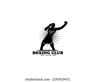 Boxer Logo Silhouette Design Vector