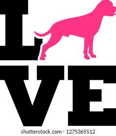 Boxer Love with pink silhouette