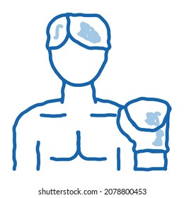 Boxer Man sketch icon vector. Hand drawn blue doodle line art Boxer Man sign. isolated symbol illustration