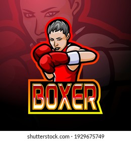 Boxer mascot sport esport logo design