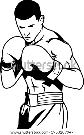 Boxer men vector icon line art illustration