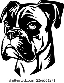 Boxer outline only, dog head, vector illustration, black color, vector image