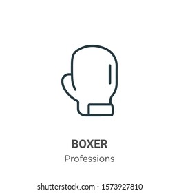 Boxer outline vector icon. Thin line black boxer icon, flat vector simple element illustration from editable professions concept isolated on white background