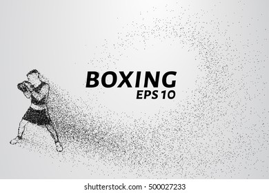 Boxer of the particles. Boxer crumbles into small molecules. Vector illustration