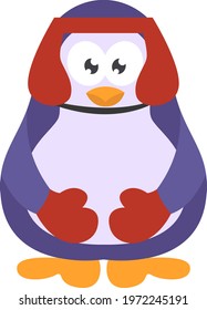 Boxer penguin, icon illustration, vector on white background