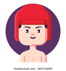 Boxer portrait cartoon. Avatar job and profession. Pixel perfect vector icon graphic.