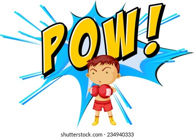 Ein Boxer mit POW-Vorlage auf weißem Hintergrund 