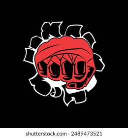 boxer punching hand logo design MMA fighter