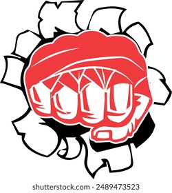 boxer punching hand logo design MMA fighter