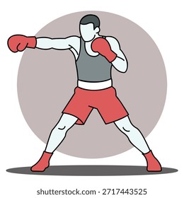 Boxeador que perfora la pose en el fondo aislado blanco