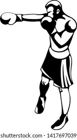 boxer punching stylised plain picture