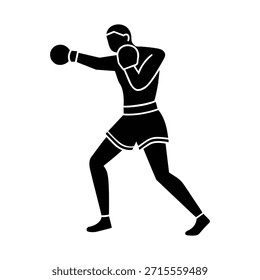 Silhueta de vetor de perfuração boxer isolada no fundo branco