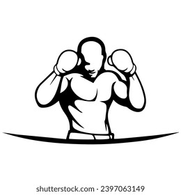boxer ready to fight vector file logo design