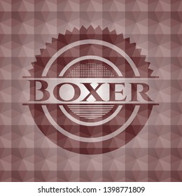 Boxer red badge with geometric background. Seamless.