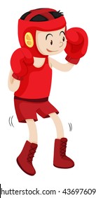 Boxeador en ilustración de esquina roja