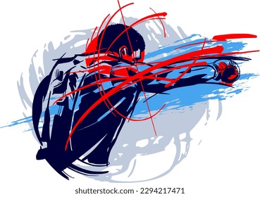 A boxer is seen throwing a powerful hook punch with his hand