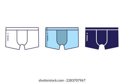 Boxer short line and solid vector icons