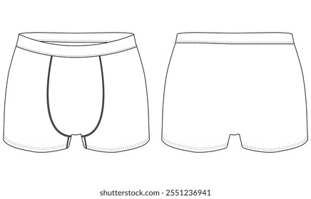  boxer shorts underwear vector illustration template back and fond views underwear vector design