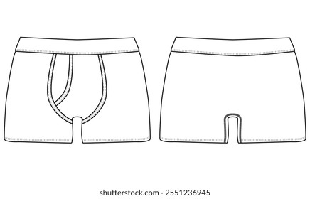  Boxer Shorts Ropa interior Ilustración vectorial Plantilla Volver y vistas Aficionadas Ropa interior Diseño de Vector