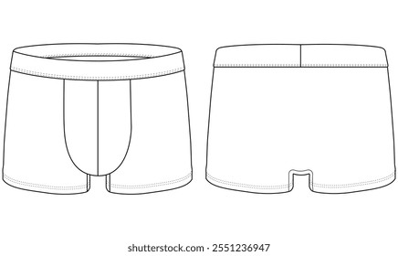  Boxer Shorts Ropa interior Ilustración vectorial Plantilla Volver y vistas Aficionadas Ropa interior Diseño de Vector