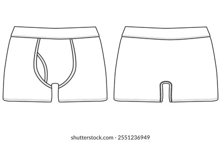  boxer shorts underwear vector illustration template back and fond views underwear vector design