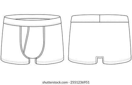  Boxer Shorts Ropa interior Ilustración vectorial Plantilla Volver y vistas Aficionadas Ropa interior Diseño de Vector