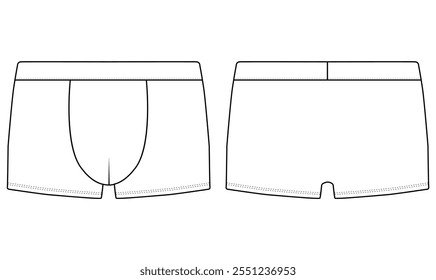  Boxer Shorts Ropa interior Ilustración vectorial Plantilla Volver y vistas Aficionadas Ropa interior Diseño de Vector