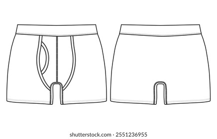  Boxer Shorts Ropa interior Ilustración vectorial Plantilla Volver y vistas Aficionadas Ropa interior Diseño de Vector