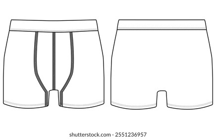  Boxer Shorts Ropa interior Ilustración vectorial Plantilla Volver y vistas Aficionadas Ropa interior Diseño de Vector