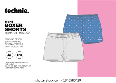 Boxer Shorts Vector Flat Template for the use in Fashion Design of clothing and accessories