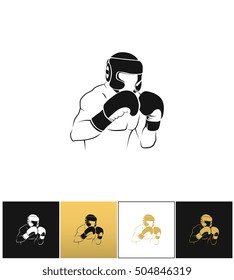 Boxer silhouette or boxing combat vector icon