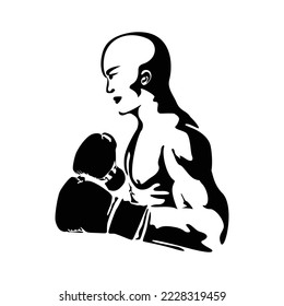 boxer silhouette design. athlete man with glove icon, sign and symbol.